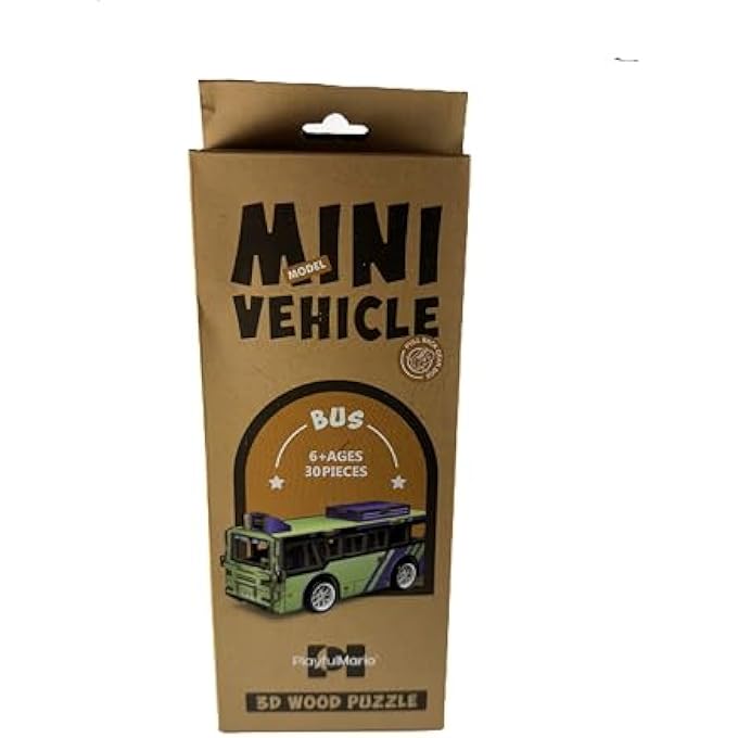 3D WOODEN BUS PUZZLE  DIY MINI VEHICLE MODEL KIT WITH PULL-BACK ACTION | 30-PIECE BUILD & PLAY TOY FOR KIDS & ADULTS | STEM LEARNING, ECO-FRIENDLY WOOD | NO TOOLS NEEDED | AGE 6+ - Image 4